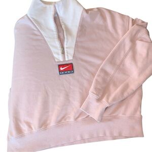 Nike Women's Quarter Zip Sweater Colorblock Blush Pink SZ SM